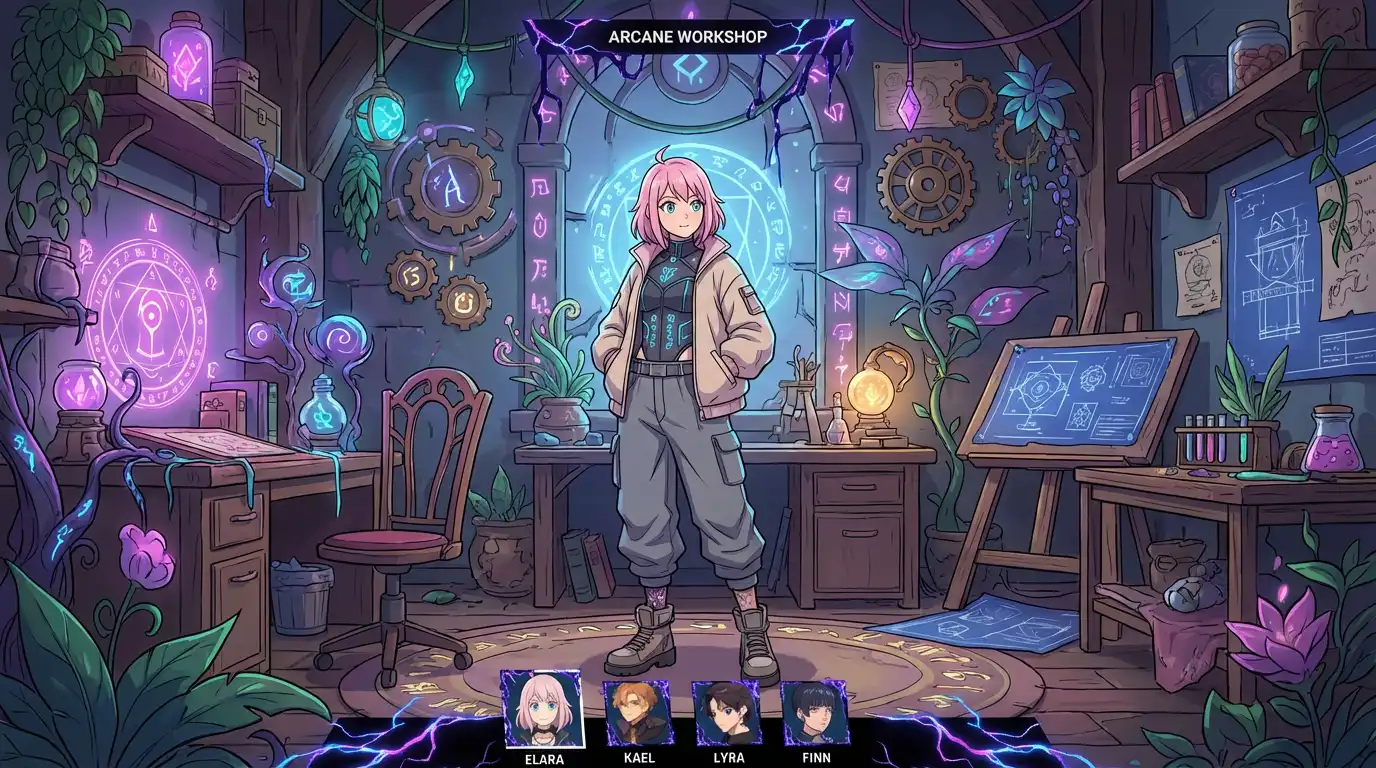 Placeholder: RPG story editor with dialogue nodes and choice branches